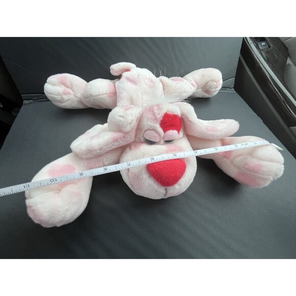 Puppy Love Floppy Pink Dog Plush Stuffed Animal Toy Heart Nose Soft Blue Eyes - Picture 12 of 12